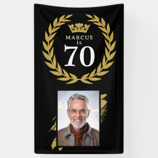 Elegant Laurel Wreath Photo 70th Birthday Banner