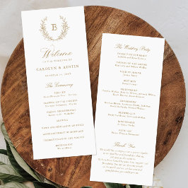 Elegant Laurel Wreath Wappen Monogram Wedding Programm