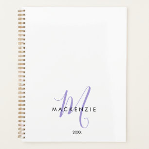 Élégant Lavande Blanche moderne Monogramme de scri