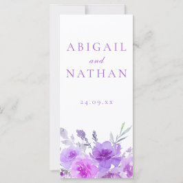 Élégant Lavande Purple Mariage programme de cérémo