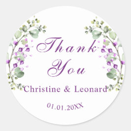 Elegant Lavander Blume Hochzeit Vielen Dank Runder Aufkleber