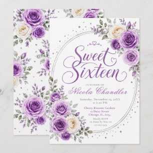 Elegant Lavendel Sweet 16 Einladung