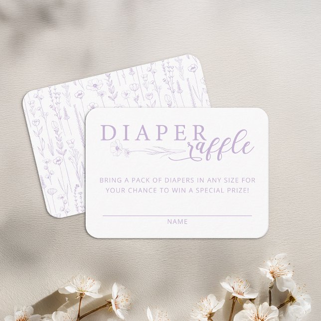 Elegant Lavender Baby Shower Diaper Raffle Begleitkarte (Diaper Raffle - Lavender Baby Shower
)