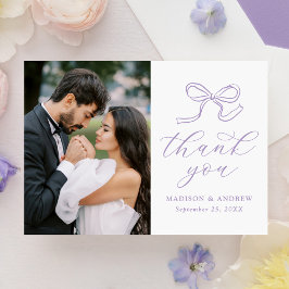 Elegant Lavender Bow Foto Wedding Dankeskarte