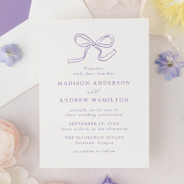 Elegant Lavender Bow Wedding Einladung