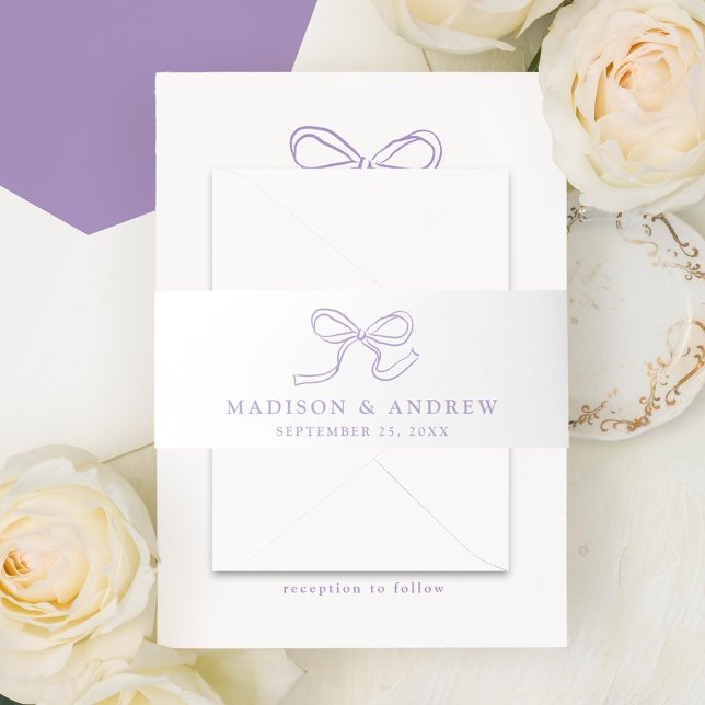Elegant Lavender Bow Wedding Einladungsbanderole (Von Creator hochgeladen)