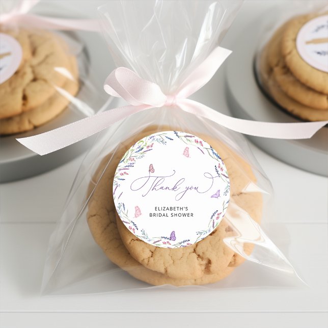 Elegant Lavender Brautparty Vielen Dank Runder Aufkleber (Von Creator hochgeladen)