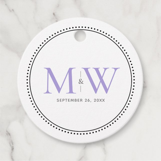 Elegant Lavender Couple's Monogram Wedding Geschenkanhänger (Vorderseite)