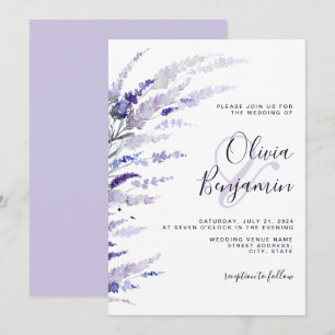 Elegant Lavender Dusty Lila Floral Lilac Wedding Einladung