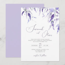 Elegant Lavender Dusty Lila Floral LilacWedding Einladung
