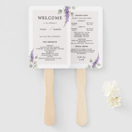 Elegant Lavender Eucalyptus Blätter Wedding Progra Fächer