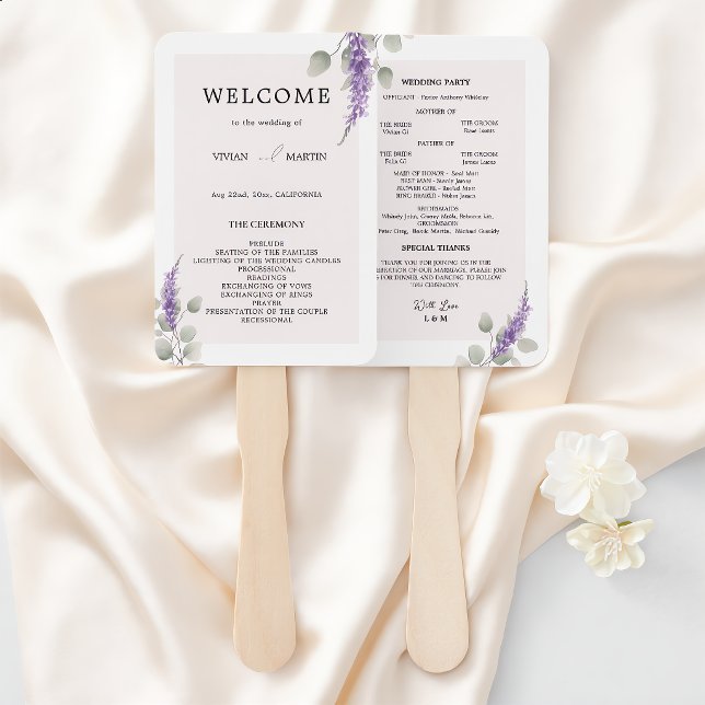 Elegant Lavender Eucalyptus Blätter Wedding Progra Fächer (Von Creator hochgeladen)