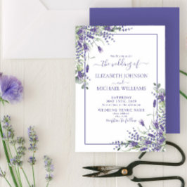 Elegant Lavender Eucalyptus Floral Script Wedding Einladung