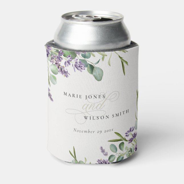 Elegant Lavender Eucalyptus Leafy Foliage Wedding Dosenkühler (Kanne Rückseite)