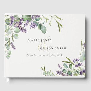 Elegant Lavender Eucalyptus Leafy Foliage Wedding Gästebuch