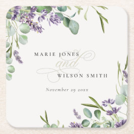 Elegant Lavender Eucalyptus Leafy Foliage Wedding Rechteckiger Pappuntersetzer