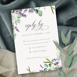 Elegant Lavender Eucalyptus Leafy Foliage Wedding RSVP Karte