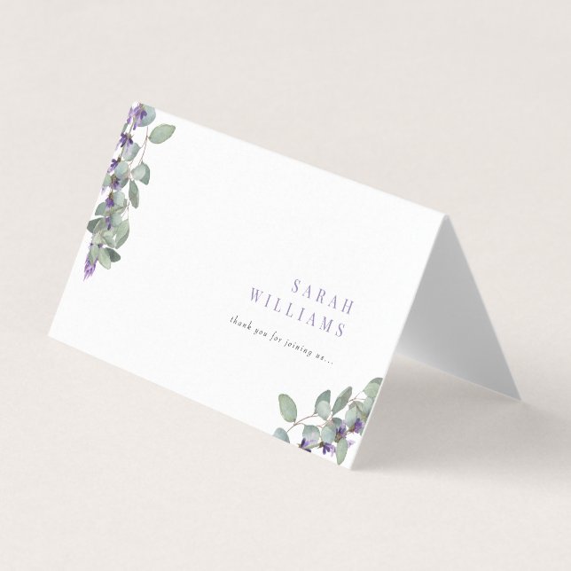 Elegant Lavender Eucalyptus Wedding Platzkarte (Vorderseite)