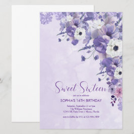 Elegant Lavender Floral 16 . Geburtstag Einladung