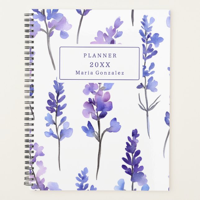 Elegant Lavender Floral 2025 Custom Planer (Vorderseite)