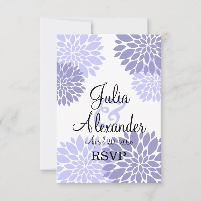 Elegant Lavender Floral Burst Wedding RSVP Einladung (Vorderseite)