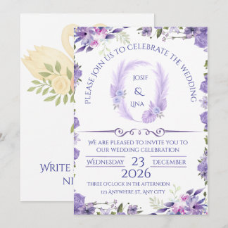Elegant Lavender Floral Wedding Invitation