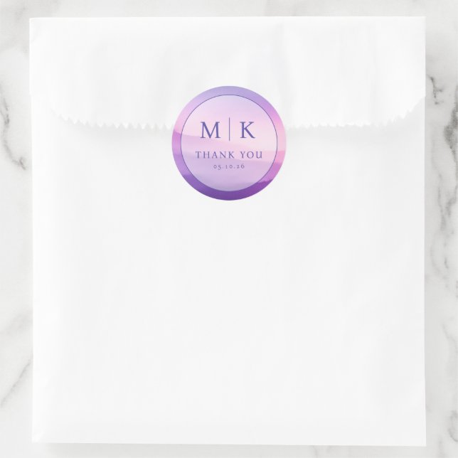 Elegant Lavender Gradient Circle Runder Aufkleber (Tasche)