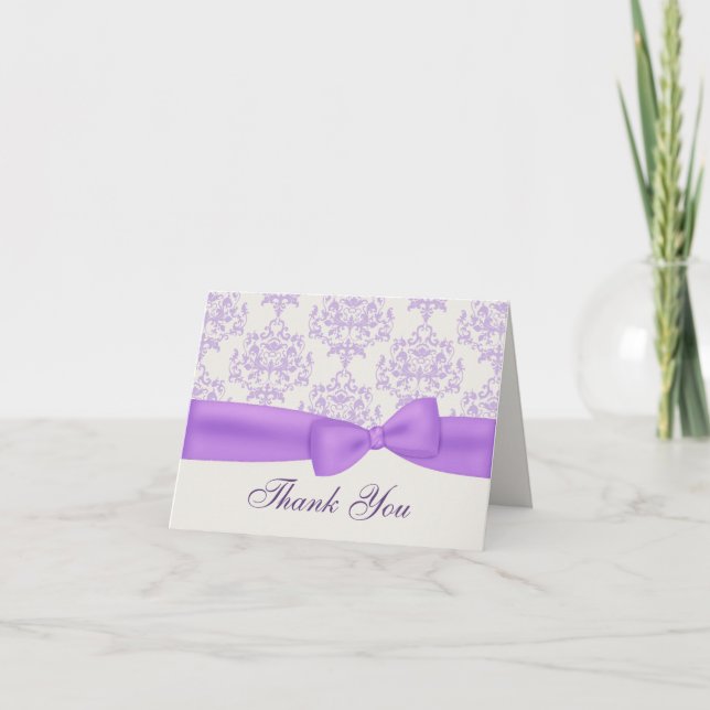 Elegant Lavender & Ivory Wedding Dankeschön Karte (Vorderseite)