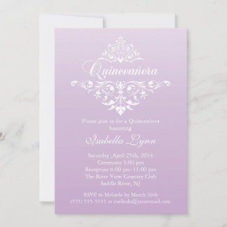 Elegant Lavender Lila Ombre Quinceañera Party Einladung
