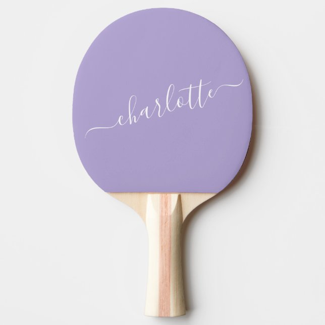 Elegant Lavender Lilac Script Name Personalisiert Tischtennis Schläger (Vorderseite)
