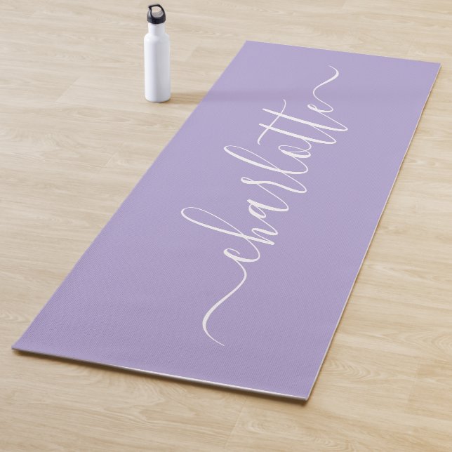 Elegant Lavender Lilac Script Name Personalisiert  Yogamatte (Beispiel)