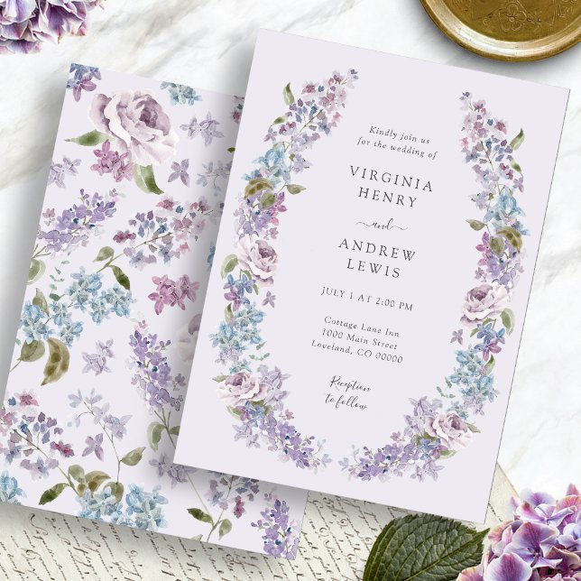 Elegant Lavender Lilac Wedding Einladung (Elegant Lavender Lilac Wedding Invitation by Painted Paperie
)