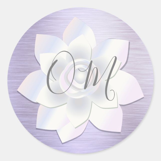 Elegant Lavender Lotus OM Runder Aufkleber (Vorderseite)