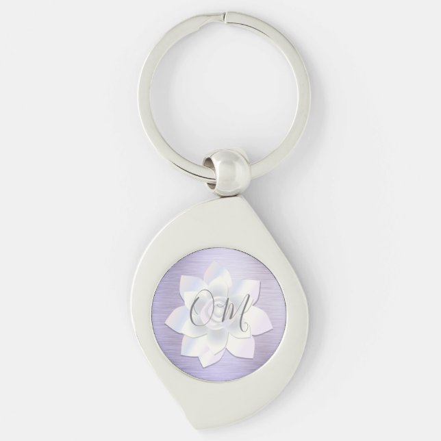 Elegant Lavender Lotus OM Schlüsselanhänger (Vorderseite)