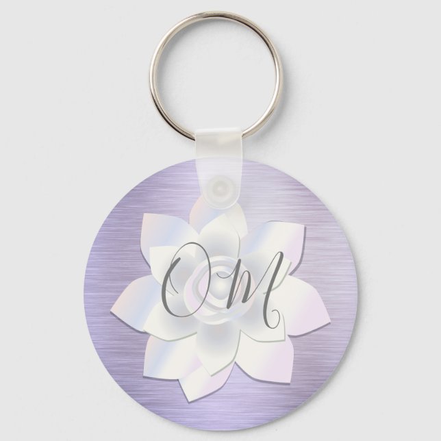 Elegant Lavender Lotus OM Schlüsselanhänger (Vorderseite)