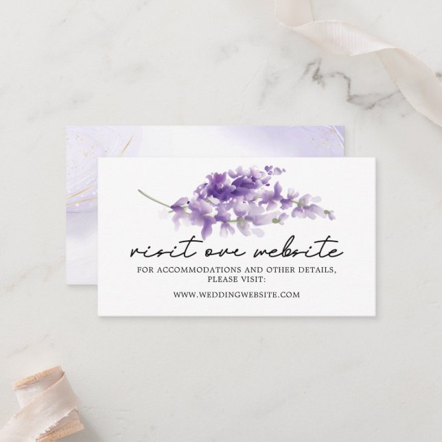 Elegant Lavender Mariage Website Insérer carte (Devant/Arrière en situation)