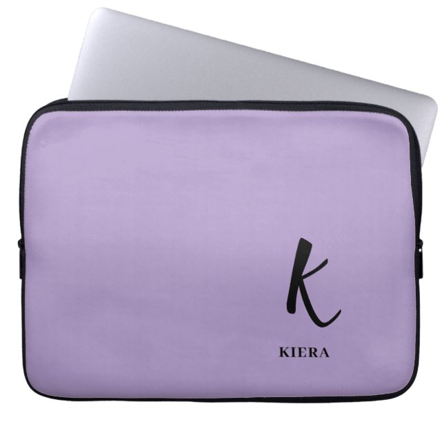Elegant Lavender Monogram Laptop Sleeve (Vorderseite)