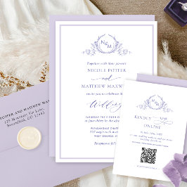 Elegant Lavender Monogram Wedding Einladung