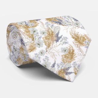 Elegant Lavender & Pampas Watercolor Floral Krawatte