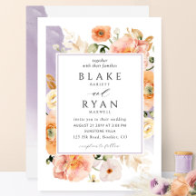 Elegant Lavender Peach Botanical Wedding