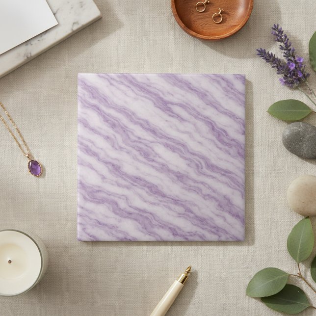 Elegant Lavender Purple Marble - Luxurious Swirl Fliese (Von Creator hochgeladen)
