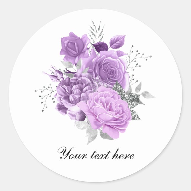 Elegant lavender roses customizable runder aufkleber (Vorderseite)