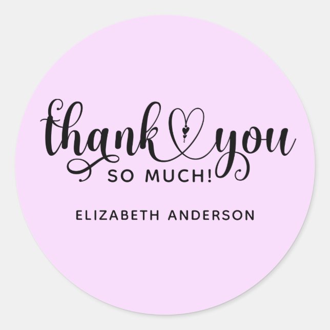 Elegant Lavender Script Danke Classic Round St Runder Aufkleber (Vorderseite)