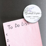 Elegant Lavender Watercolor Vielen Dank für Ihre H Magnet<br><div class="desc">Eleganter und eleganter Aquarelllavender mit Blumenmagnet mit Herzklopfen und Namen und Datum. Ideal für Gastgeschenke Hochzeiten oder Geschenke für jeden Anlass.</div>