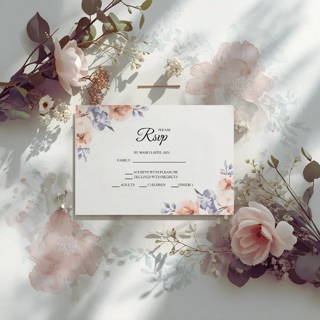 Elegant Lavender Watercolor Wedding RSVP Cards (Von Creator hochgeladen)