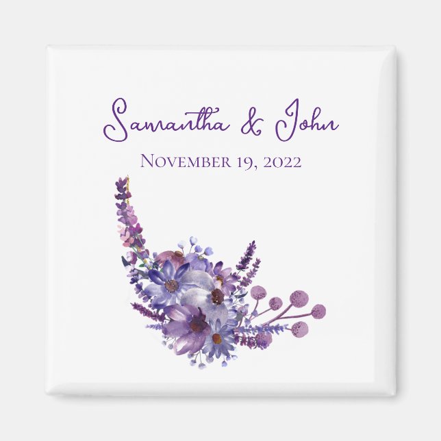 Elegant Lavender Wedding Guest Favor Magnet (Vorne)