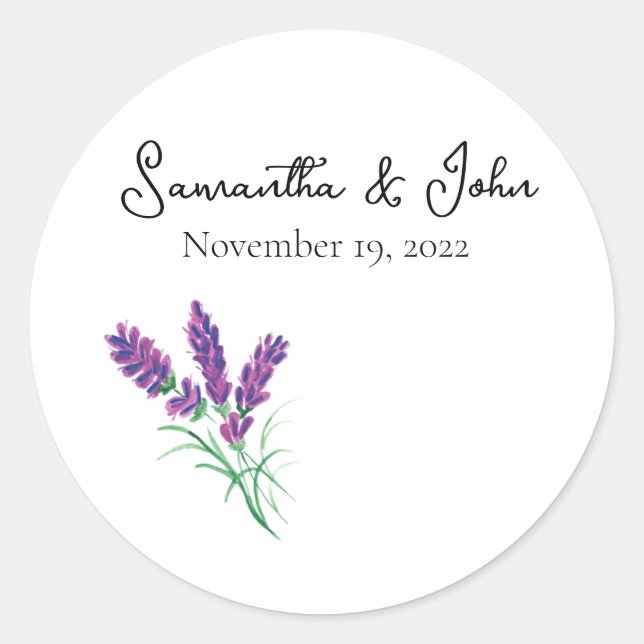 Elegant Lavender Wedding Sticker - Leere (Vorderseite)