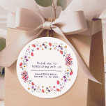 Elegant Lavender Wildflower Books Bridal Shower Runder Aufkleber<br><div class="desc">Add a touch of storybook romance to your bridal shower favors with this elegant lavender wildflower sticker. Designed with soft watercolor florals in boho style, it’s perfect for sealing envelopes, decorating gift bags, or adding a charming detail to your shower favors. Matches the Purple Poppy & Lavender Storybook Collection for...</div>