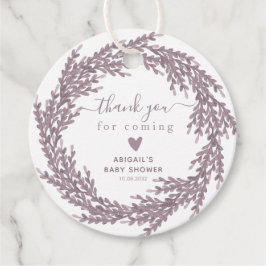 Elegant Lavender Wreath Baby Shower Vielen Dank Geschenkanhänger