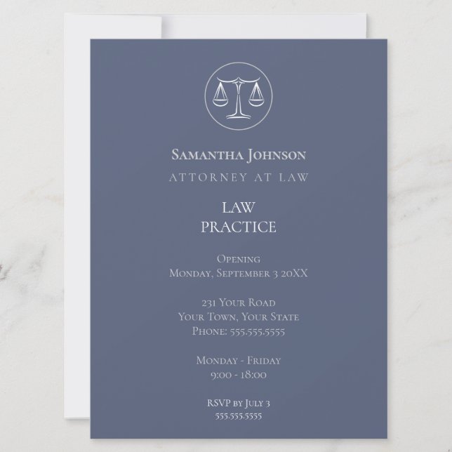 Elegant Law Practice Opening Announcement Einladung (Vorderseite)